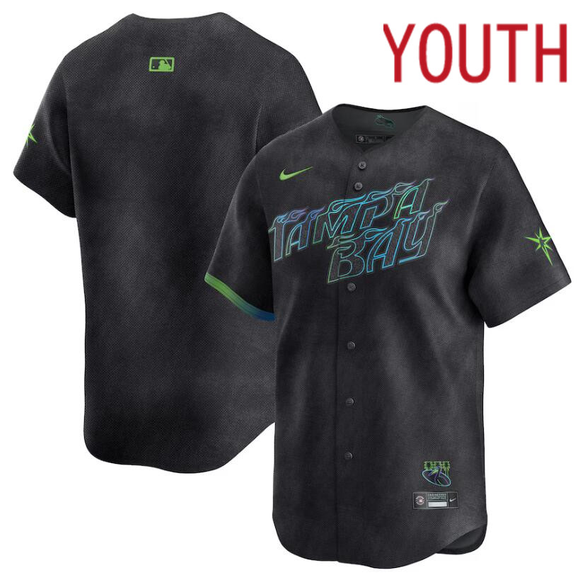 Youth Tampa Bay Rays Custom Nike MLB Limited City Connect Black 2024 Jersey 